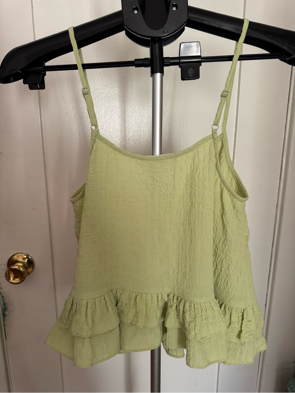 Light Green Ruffle Hem Cami Top - Picture 2 of 3